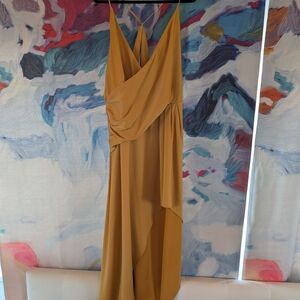 ASOS Yellow Gold Asymmetrical Halter Gown